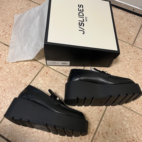 Vicky Black Leather Platform sz 10 - Picture 14 of 15